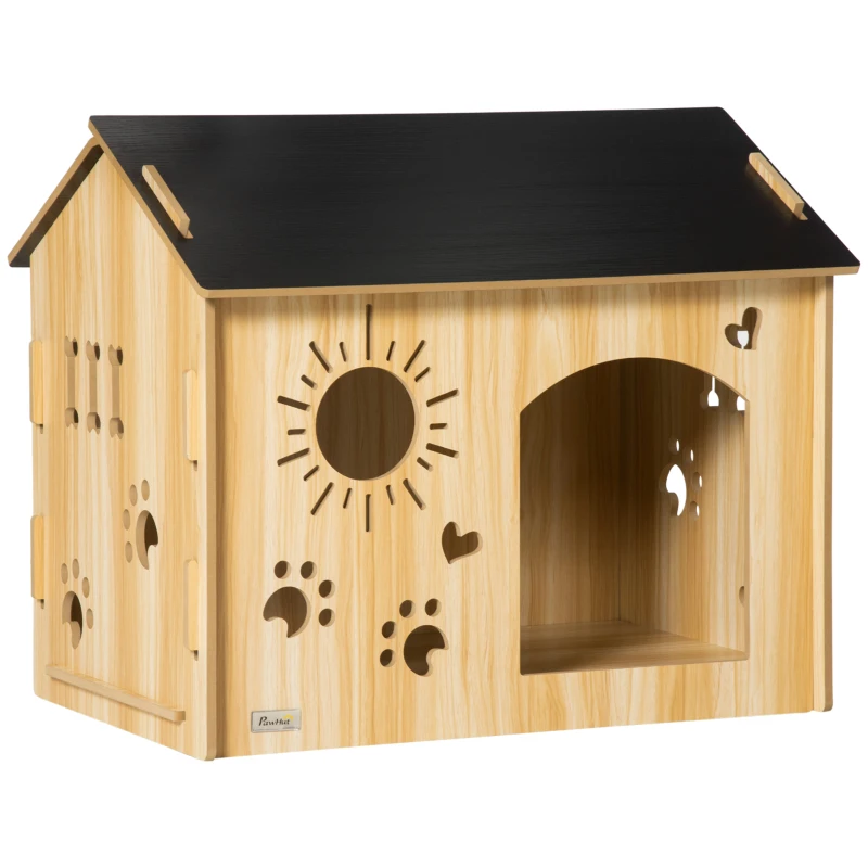 PetHat Cuccia per Cani, con Aperture di Ventilazione, Resistente alle Intemperie, Materiale in Legno, 69 x 50 x 58.5 cm, Nero e